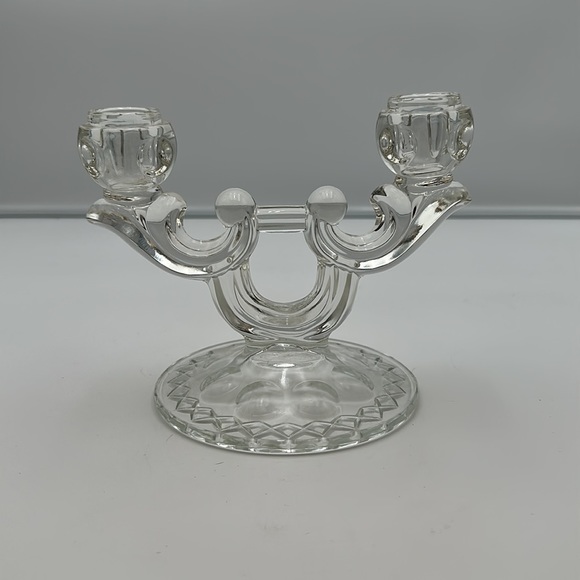 Vintage Double Clear Glass Double Candle Holder - Picture 12 of 16